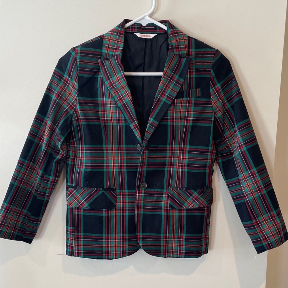 Cat & Jack Boys  Plaid Blazer - Black, Red, and Green